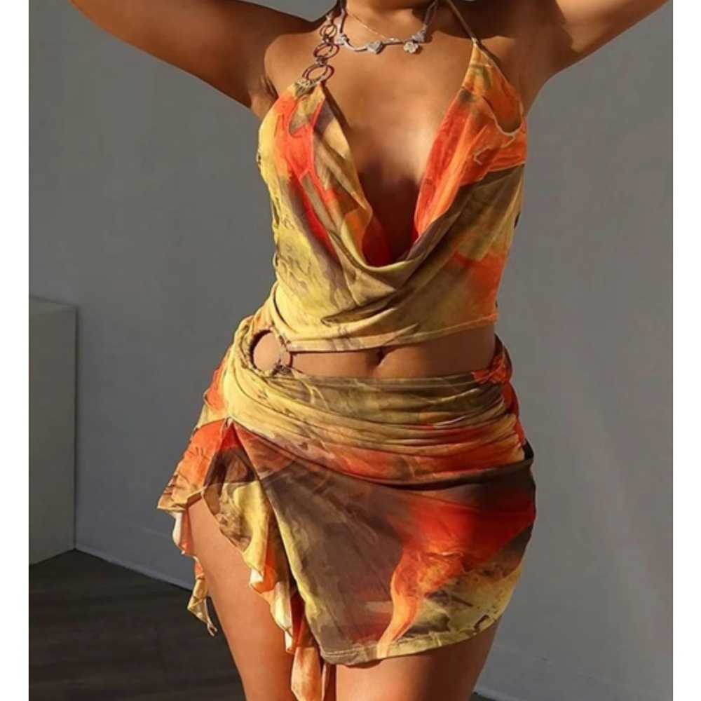 Vibrant Halter Wrap Dress